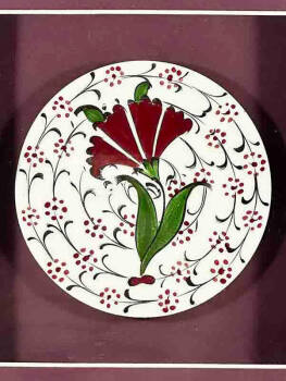 Plaque en céramique d'Iznik avec motif d'œillet – Cadeau raffiné et symbolique - 2