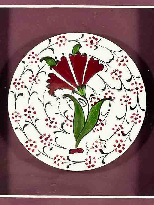 Plaque en céramique d'Iznik avec motif d'œillet – Cadeau raffiné et symbolique - 2