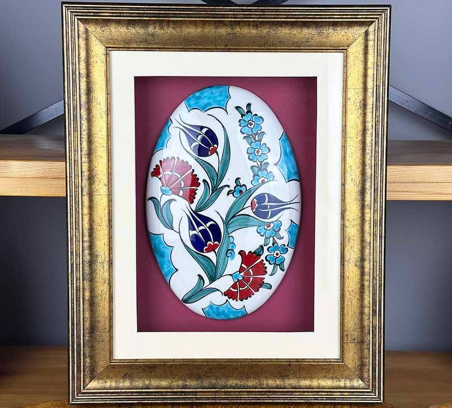 Plaque en Céramique d’Iznik avec Passe-partout – Cadeau d’Entreprise Élégant et Fait Main - 1