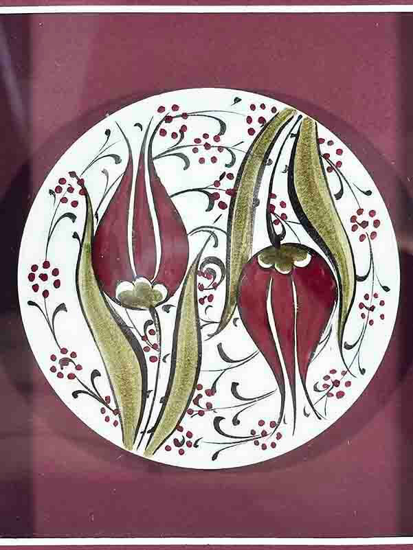Plaque en céramique d’Iznik – Motif Tulipe Inversée et Droite - 2