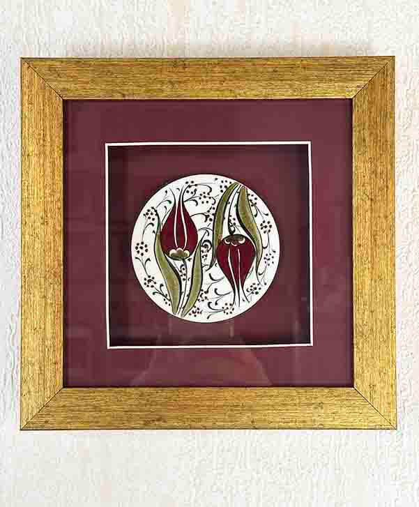 Plaque en céramique d’Iznik – Motif Tulipe Inversée et Droite - 4