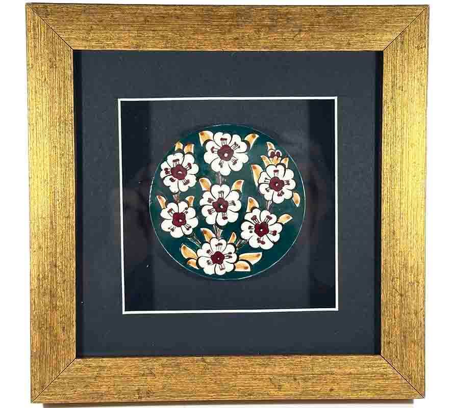 Plaque en céramique d’Iznik motif arbre de vie sur fond vert - 1