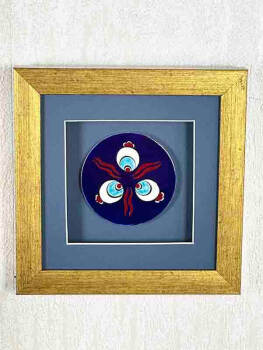 Plaque en céramique d’Iznik motif çintemani sur fond bleu - 5
