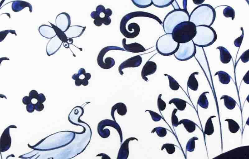 Plat en céramique d’Iznik bleu blanc - 2