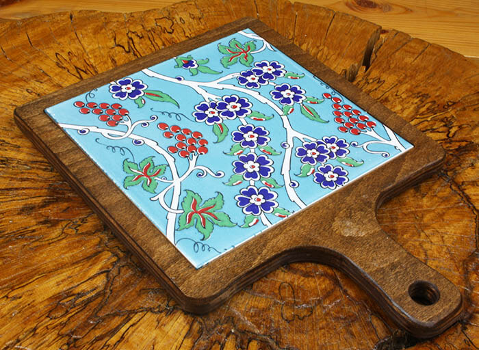 Plateau de service en bois motif grappe de raisin - 2