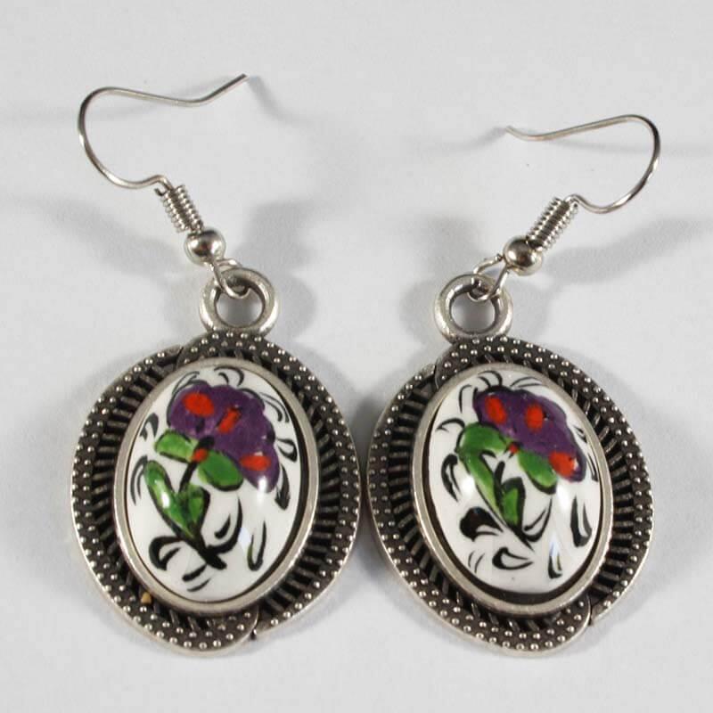 Plum Purple Ceramic Earrings - 1