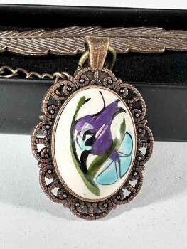 Plum Tulip Iznik Ceramic Bookmark - Çini Evi
