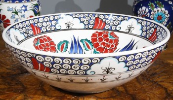 Pomegranate and Tulip Iznik Ceramic Bowl - 1