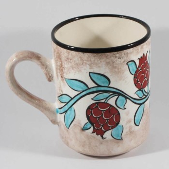 Pomegranate Pattern Iznik Pottery Mug - 2