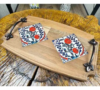 Pomegranate Pattern Wooden Tray - 1