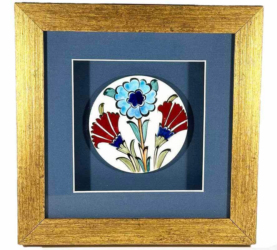 Paspartout-Plakette aus Iznik-Keramik mit Blumengartenmotiv - 1