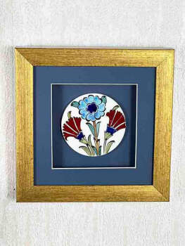 Paspartout-Plakette aus Iznik-Keramik mit Blumengartenmotiv - 3