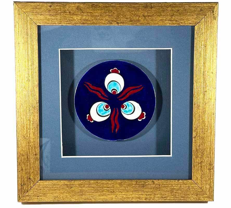 Produktbeschreibung (auf Deutsch, SEO-optimiert): İznik Keramikplakette mit Çintemani-Motiv auf blauem Grund – Symbol für Kraft & Harmonie - 1