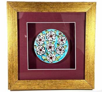 Iznik-Keramikplakette mit Lebensbaummotiv auf türkisfarbenem Grund - Çini Evi