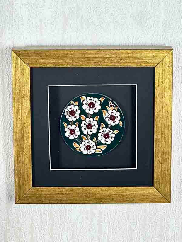 Iznik-Keramikplakette mit Lebensbaummotiv auf grünem Grund - 5