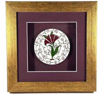 Geschenkplakette aus Iznik-Keramik mit Nelkenmotiv - Çini Evi