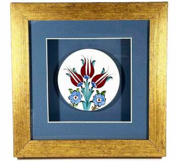 Iznik-Keramikplakette mit Tulpen-Gartenmotiv - Çini Evi