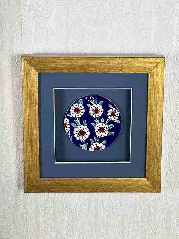 Iznik-Keramikplakette mit Lebensbaummotiv auf blauem Grund - 5