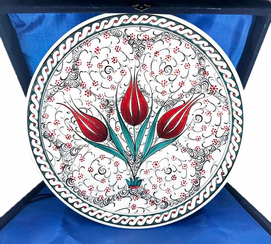 Promotion Gift Three Tulips 30 cm Iznik Ceramic Plate - 1