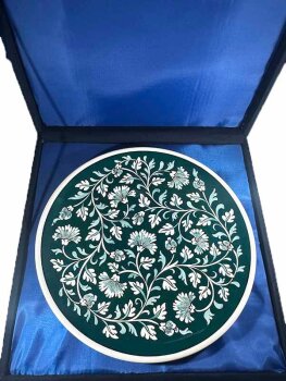 Protocol Gift Green Background Floral Pattern Iznik Ceramic Plate - 3