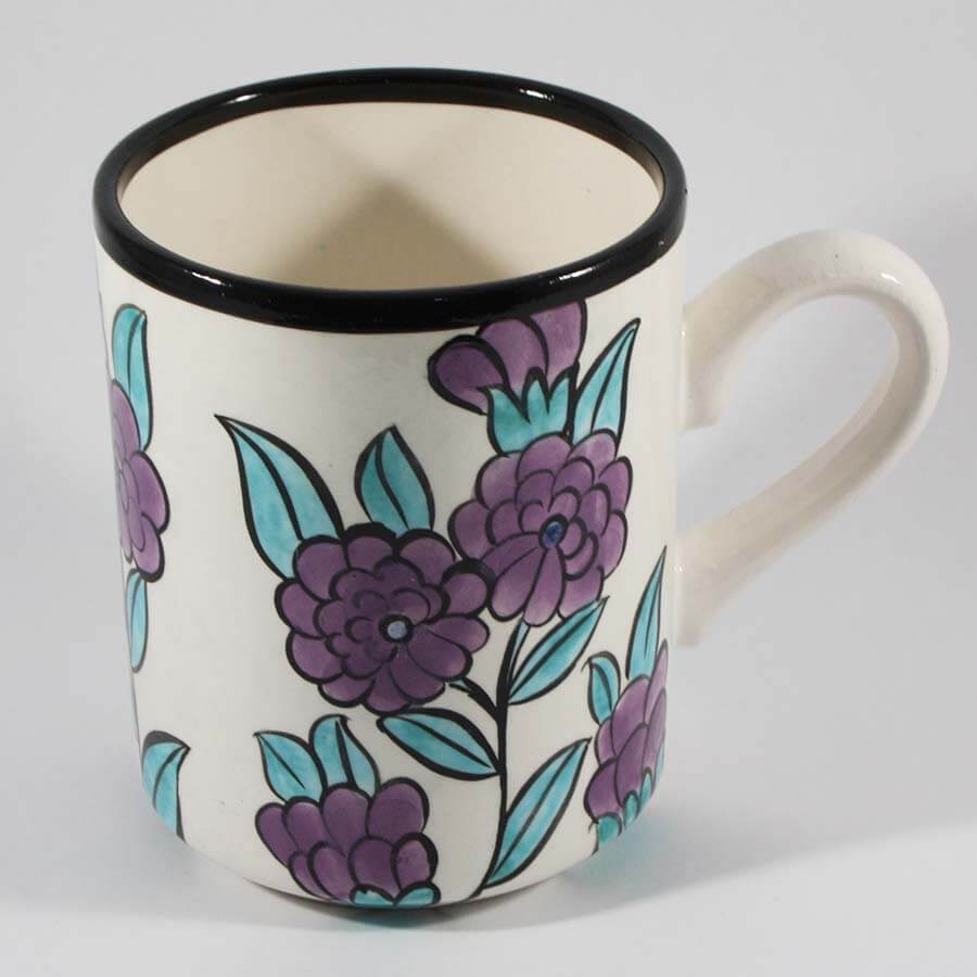 Purple Flowers Ceramic Mug - 1
