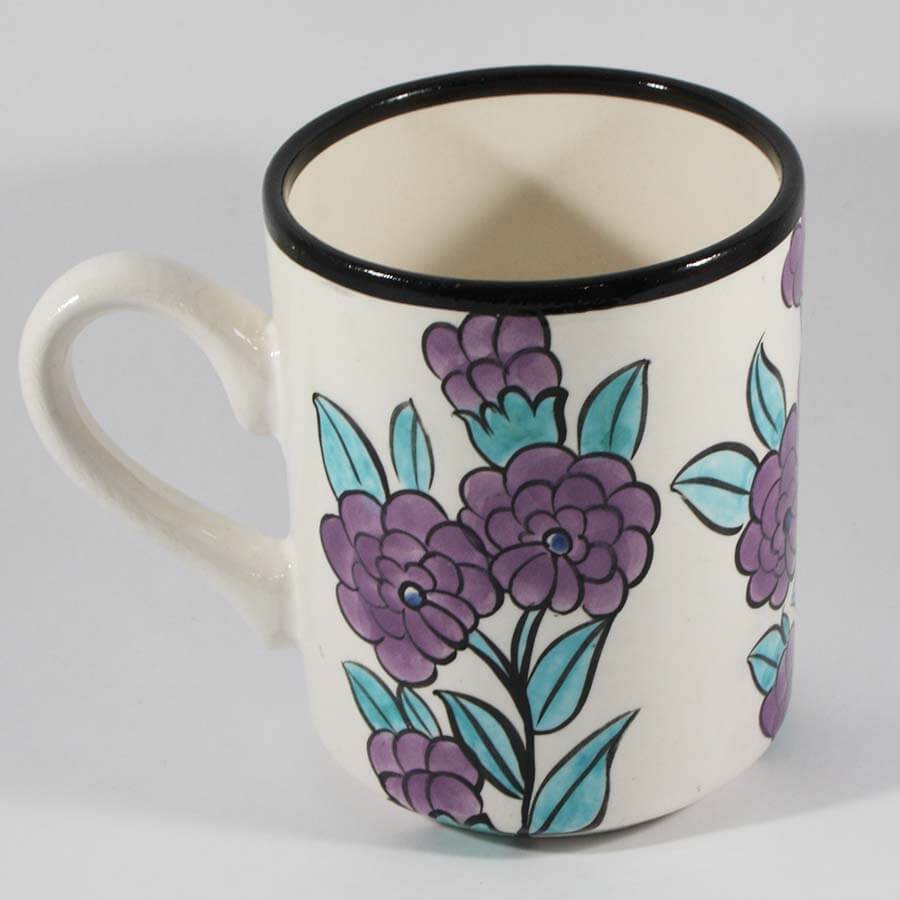Purple Flowers Pottery Mug - 2