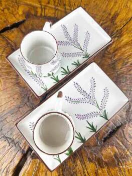 Purple Lavender Motif Ceramic Coffee Presentation Set - For Daily Coffee Enjoyment - 3