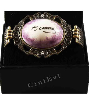 Purple Plated Atatürk Signed Bracelet - Çini Evi