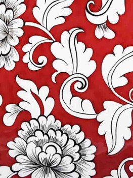 Red Background 25 cm Iznik Ceramic Plate - 2
