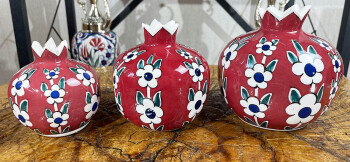 Red Background Tree of Life Pomegranate Set - 2