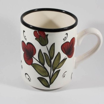 Red Flower Iznik Pottery Mug - Çini Evi