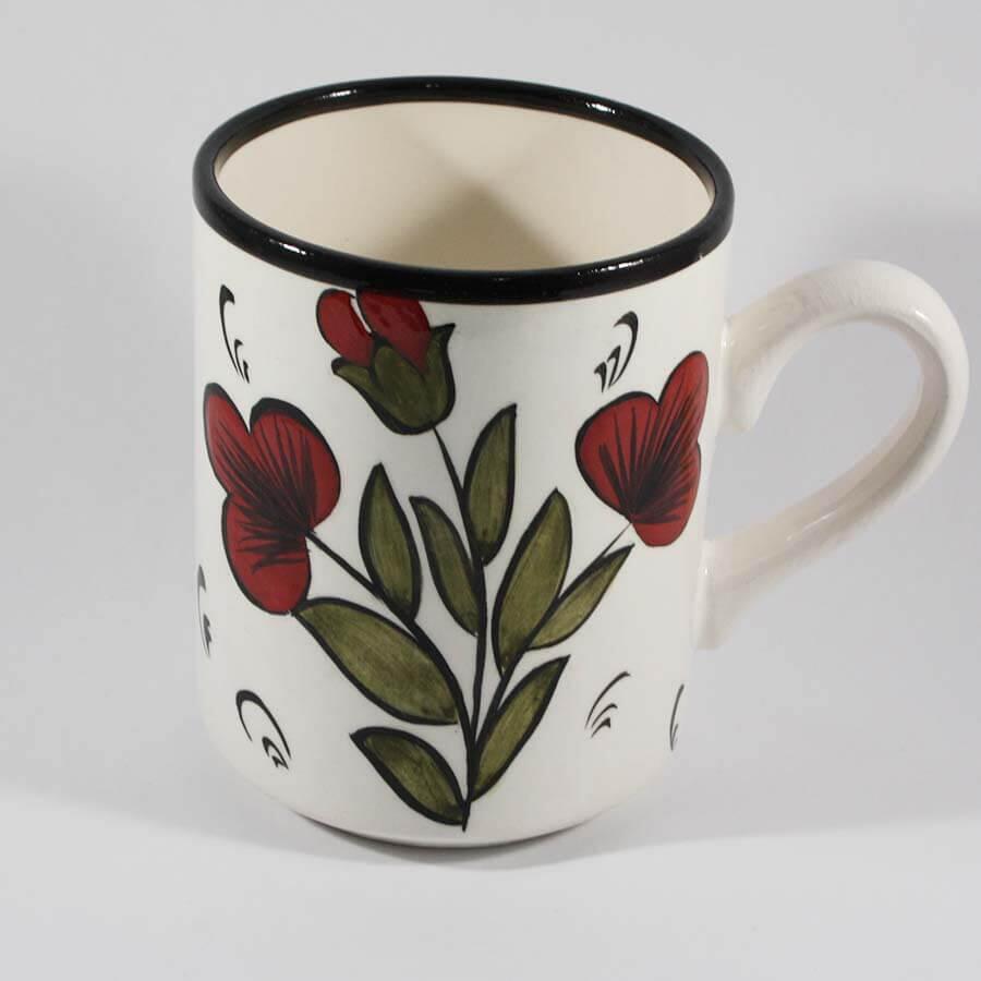 Red Flower Iznik Pottery Mug - 1