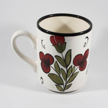 Red Flower Iznik Pottery Mug - Çini Evi (1)