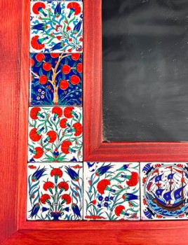 Red Frame Ceramic Patterned Mirror - Çini Evi (1)