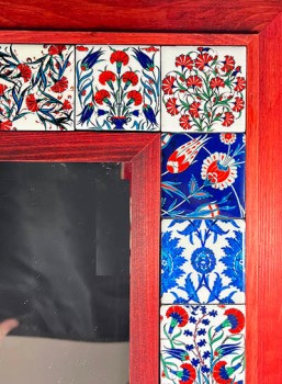 Red Frame Ceramic Patterned Mirror - 3