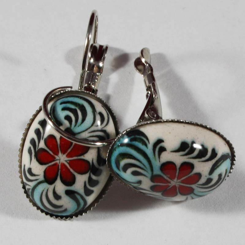 Red Magic Iznik Ceramic Earrings - 1