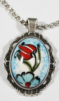 Red Tulip Iznik Ceramic Necklace - 1