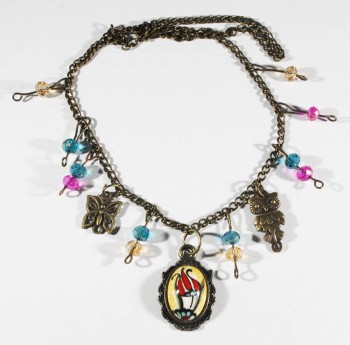 Red Tulip Patterned Handmade Iznik Tile Anklet - Çini Evi