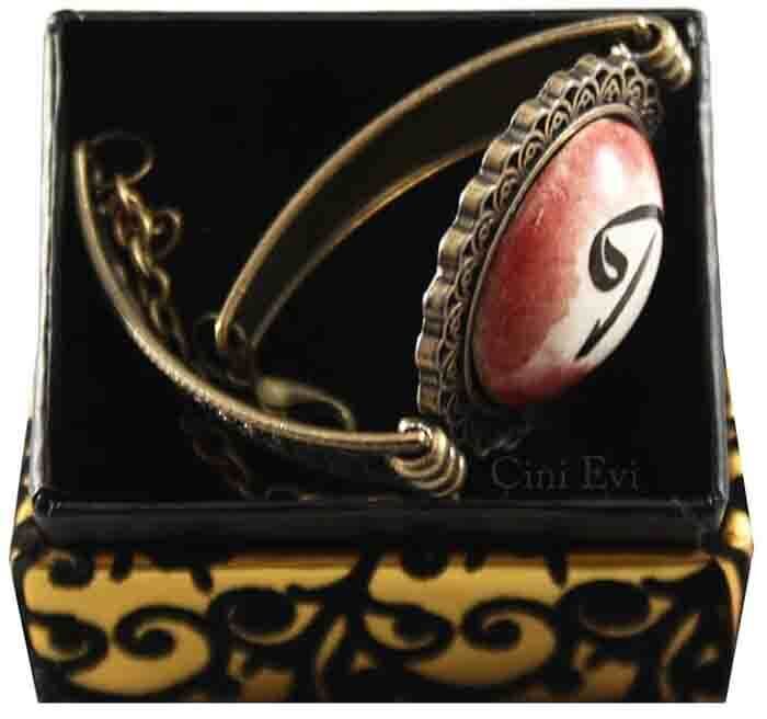 Red Vav and Elif Pattern Ceramic Bracelet - 2