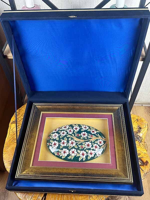 Resmî Ziyaret Hediyesi | Hayat Ağacı Motifli Paspartulu İznik Çini Pano - 3