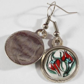 Reverse and Flat Tulips Iznik Earrings - Çini Evi (1)