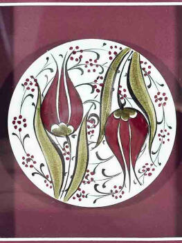 Reverse and Upright Tulip Motif Iznik Tile Plaque - Çini Evi (1)