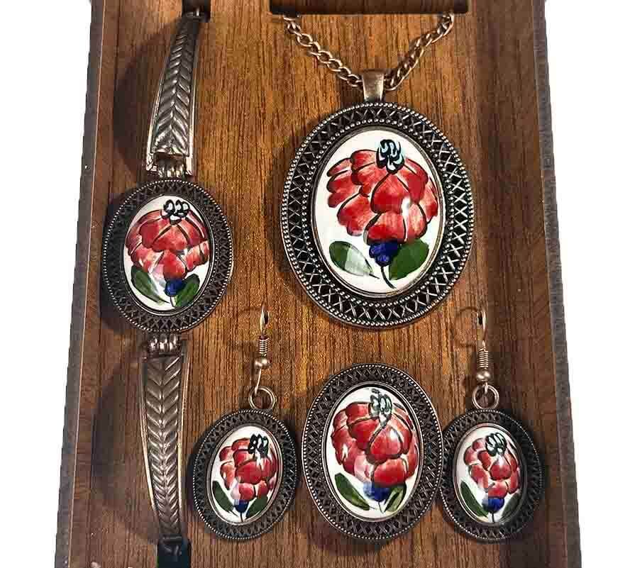 Rosa Bella – İznik Keramik Schmuckset mit Rosenmotiv - 1