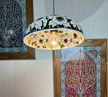 Wedding Gift Rose Motif Iznik Ceramic Chandelier - 3