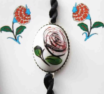 Rose Pattern Iznik Ceramic Bracelet - Çini Evi
