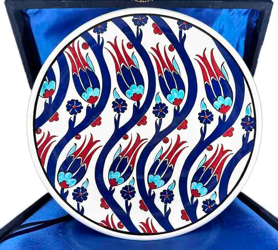 S Tulip Motif 25 cm Iznik Ceramic Plate - 1