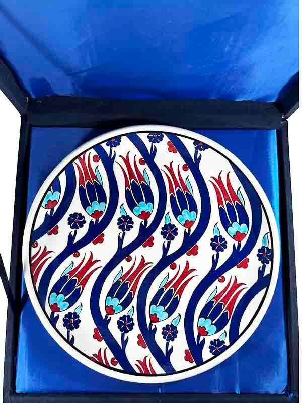 S Tulip Motif 25 cm Iznik Ceramic Plate - 3