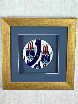 S Tulip Pattern Matted Iznik Ceramic Plaque - 5