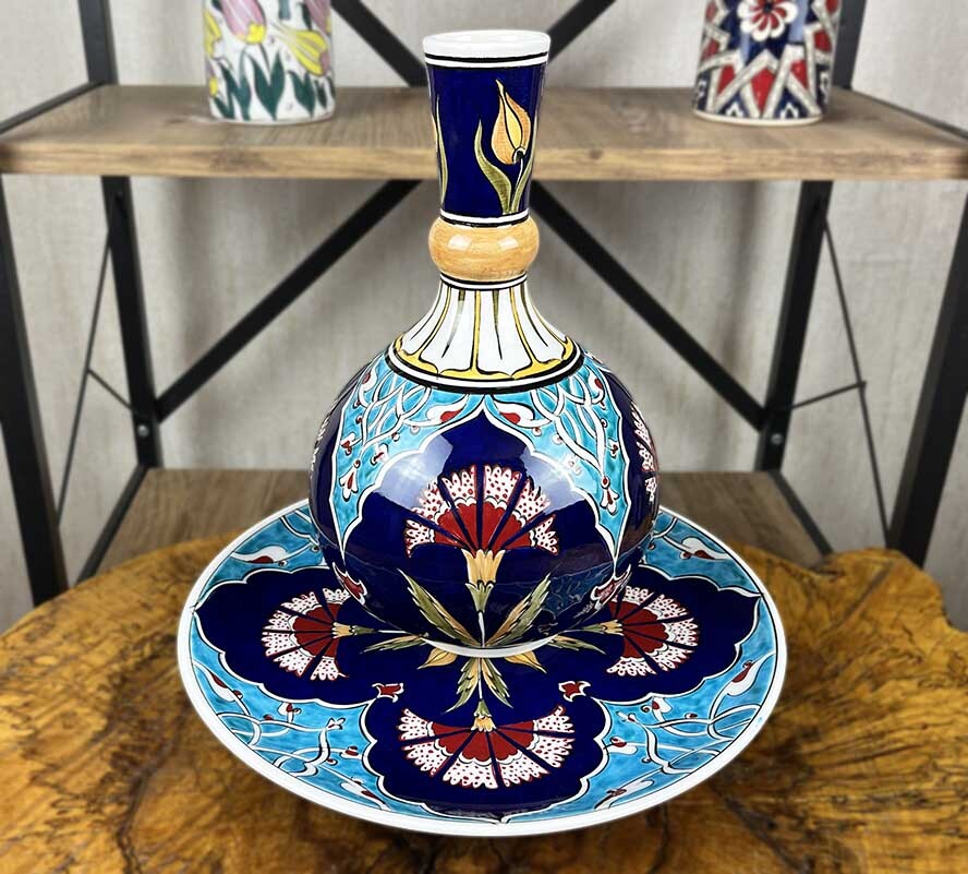 Saray Karanfili – İznik Çini Vazo Tabak Seti - 1