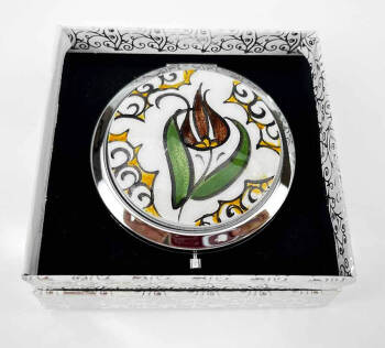 Saray Lalesi Motifli İznik Çini Makyaj Aynası - Çini Evi